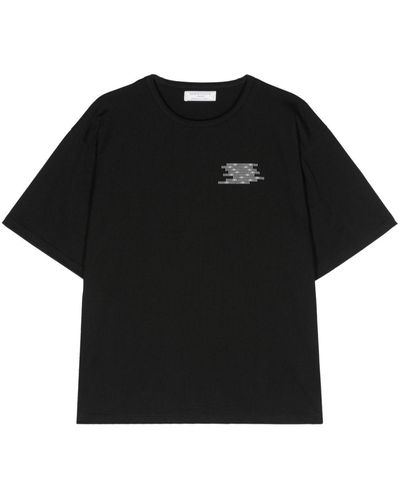 Societe Anonyme Binary-print Cotton T-shirt - Black