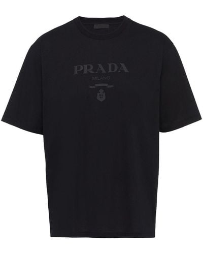 Prada T-shirt à logo en relief - Noir