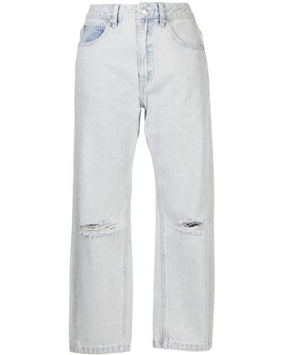 Izzue Cropped-Jeans im Distressed-Look - Blau