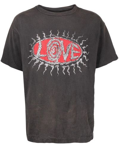 SAINT Mxxxxxx Love-print Cotton T-shirt - Gray