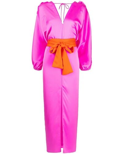 Cynthia Rowley Dolman Ruffle-trim Belted Maxi Dress - Pink