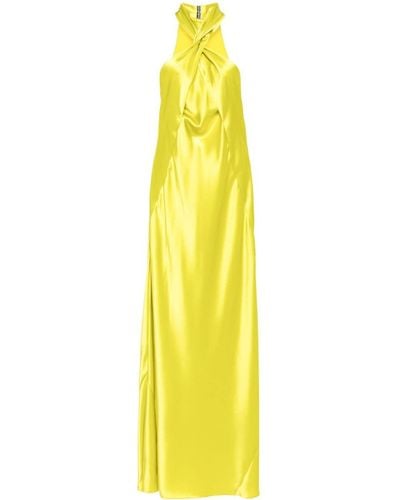 Galvan London Portico Satin Gown - Yellow