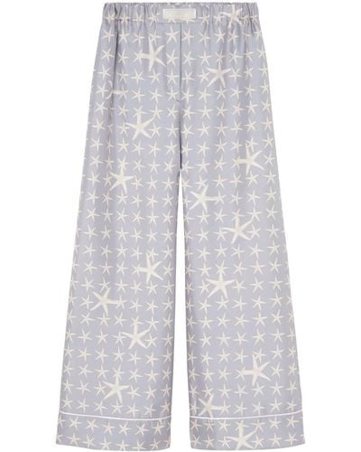 Versace Starfish-print Fluid Trousers - White