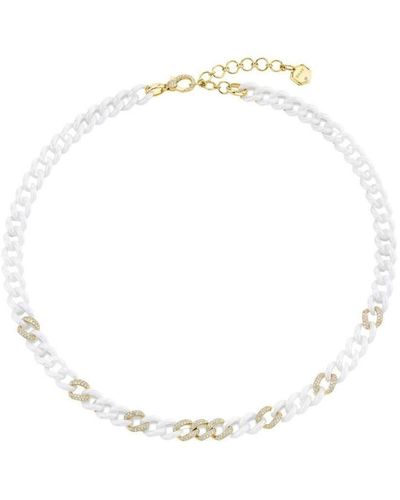 SHAY 18kt Yellow Gold, Ceramic And Diamond Link Necklace - White