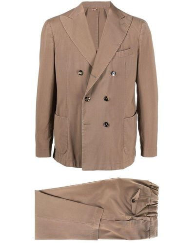Dell'Oglio Double-breasted Wool Suit - Natural