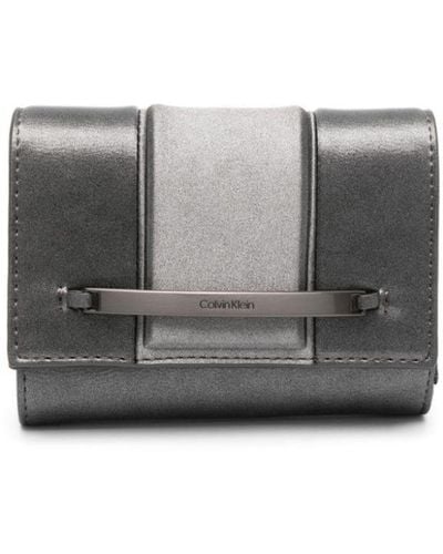 Calvin Klein Leather Tri-fold Wallet - Gray