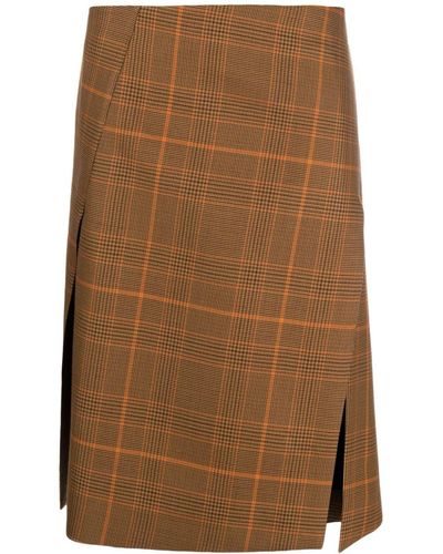 Stella McCartney Checked Wool Skirt - Brown