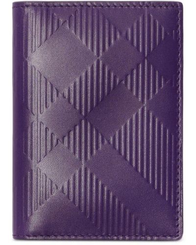 Burberry Checked Leather Cardholder - Purple