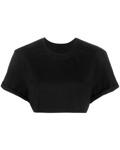 Pinko Slogan-print Cotton Crop Top - Black