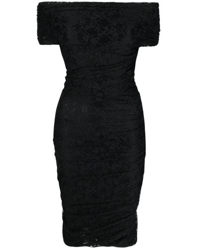 Philosophy Di Lorenzo Serafini Floral-lace Off-shoulder Midi Dress - Black