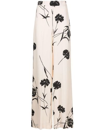 Twin Set Floral-print Wide-leg Trousers - Natural