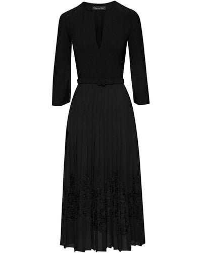 Oscar de la Renta Guipure-lace Chiffon Midi Dress - Black
