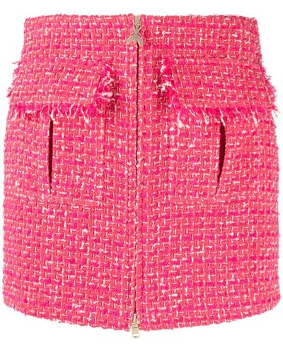 Patrizia Pepe Frayed-detail Tweed Miniskirt - Pink