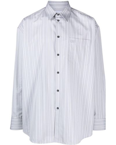 Off-White c/o Virgil Abloh Oversized Striped Cotton Shirt - Blue