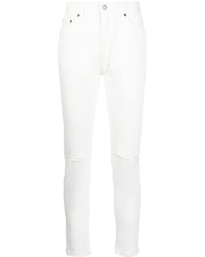 Undercover Distressed-finish Slim-cut Trousers - White