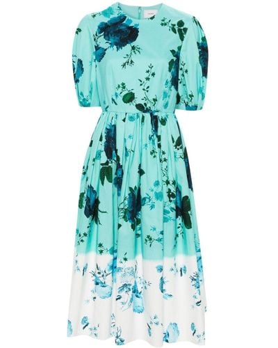 Erdem Floral-print Midi Dress - Blue