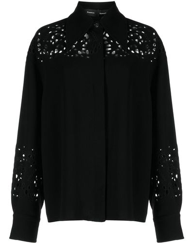 Proenza Schouler Broderie Anglaise Crepe Shirt - Black