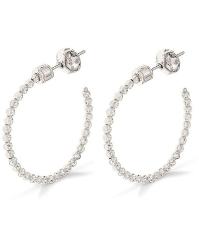 Officina Bernardi 18kt White Gold Moon Diamond Medium Hoop Earrings
