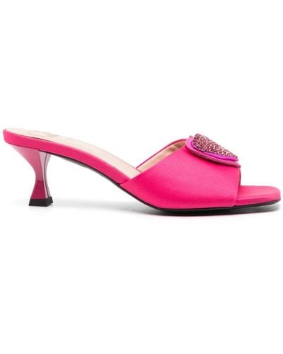 Love Moschino Mules satiné 65 mm à bout ouvert - Rose