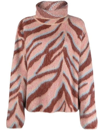 Forte Forte Zebra-jacquard Roll-neck Sweater - Pink