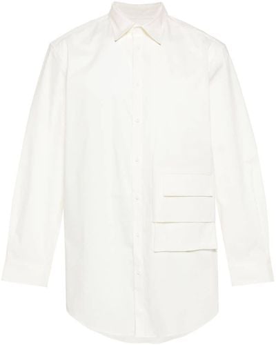 Y-3 Popeline-Hemd mit Taschendetail - Weiß