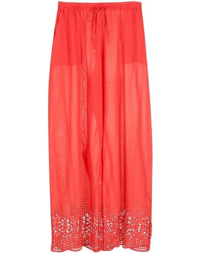 Amir Slama Broderie-anglaise Palazzo Trousers - Red