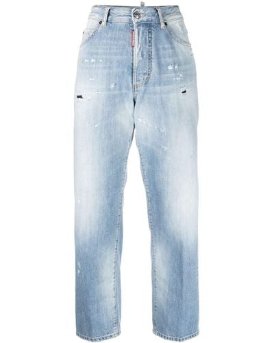 DSquared² Bleached-wash Cropped Jeans - Blue