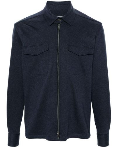 Corneliani Mélange Zip-up Shirt Jacket - Blue