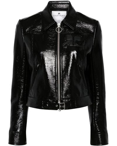 Courreges Iconic zipped vinyl jacket - Negro