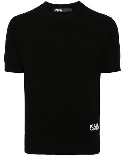 Karl Lagerfeld Logo-intarsia Knitted Top - Black