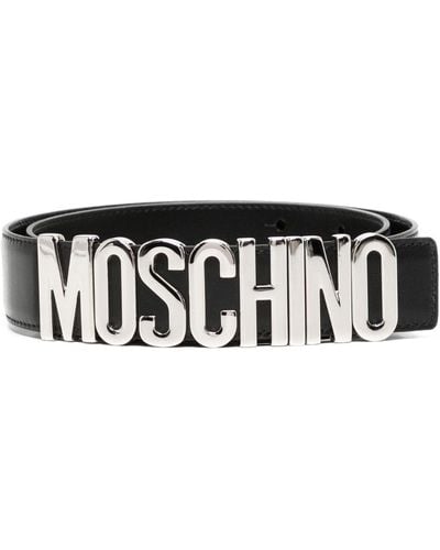 Moschino Mocassins en cuir à logo - Noir