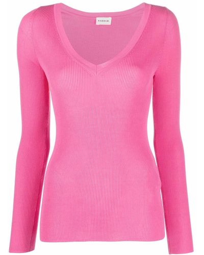 P.A.R.O.S.H. V-neck Ribbed-knit Sweater - Pink