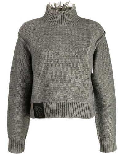 Izzue Logo-patch Chunky-knit Sweater - Gray
