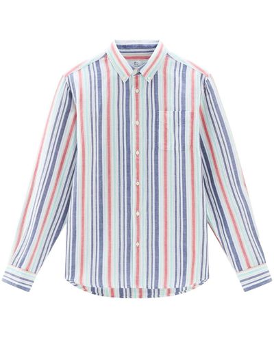 Woolrich Striped Linen Shirt - White