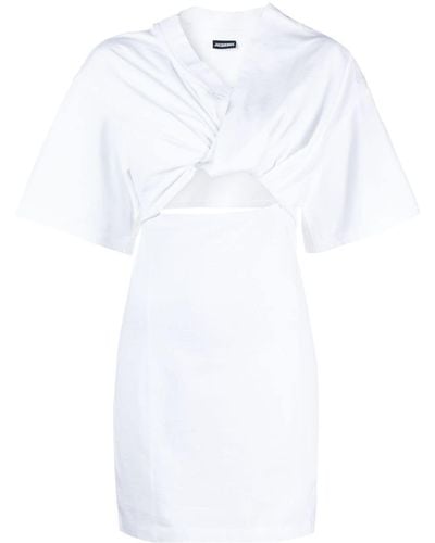 Jacquemus Vestido corto La Robe Bahia fruncido - Blanco