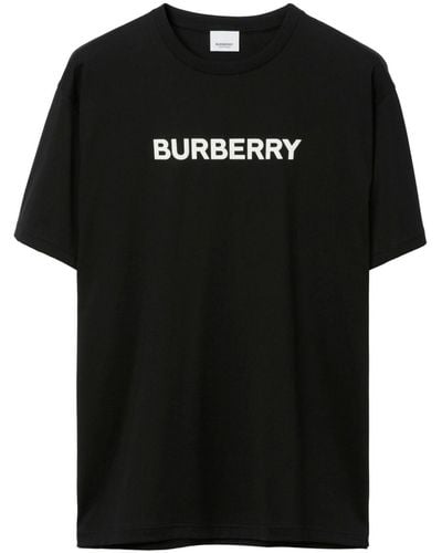 Burberry Harriston -aanvullen T -shirt Met Logo -print - Zwart