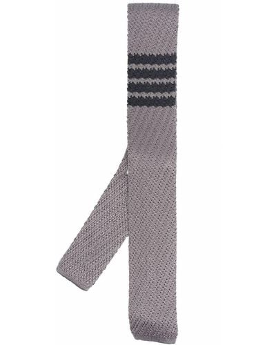 Thom Browne 4-bar Stripe Silk Tie - Grey