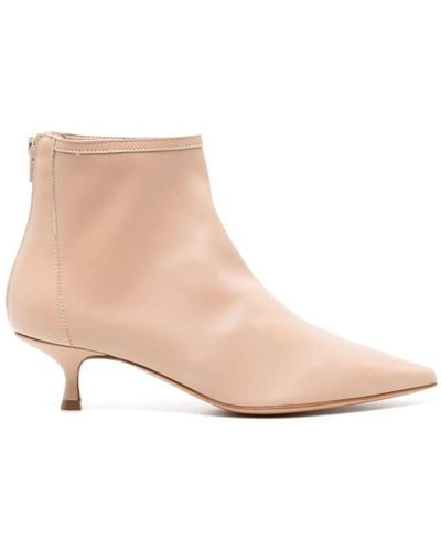 Anna F. 45mm Leather Ankle Boots - Natural