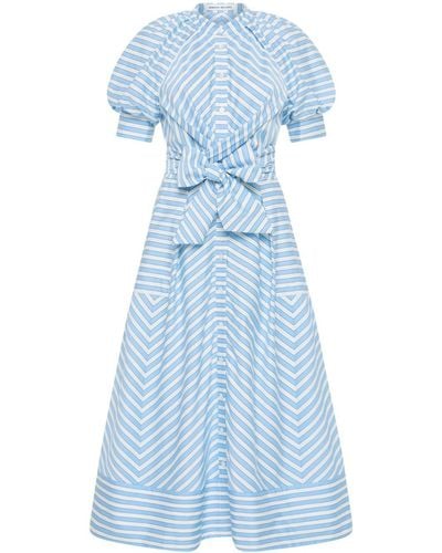 Rebecca Vallance Ava Puff-sleeve Midi Dress - Blue