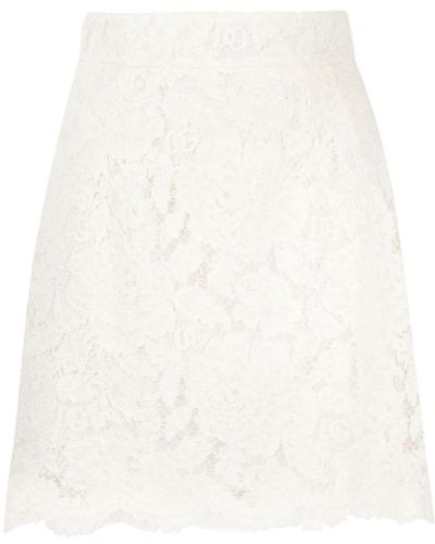 Dolce & Gabbana Minijupe à détails en dentelle - Blanc