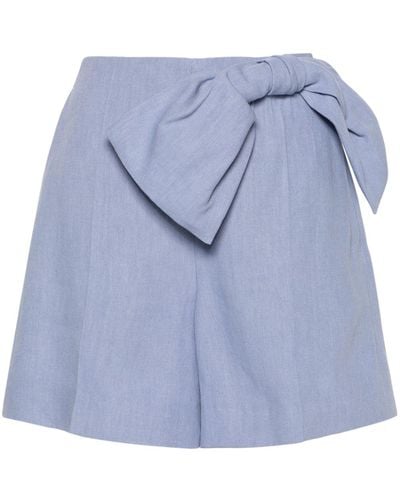 Chloé Bow-detailed High-rise Shorts - Blue