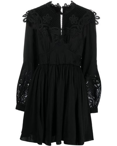 Self-Portrait Guipure-lace Empire-line Dress - Black