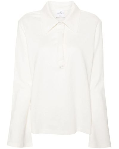 Courreges Piqué Cotton Polo Shirt - White
