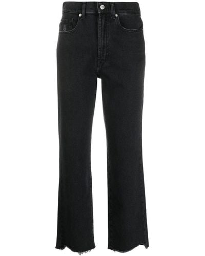 7 For All Mankind Logan Stovepipe Cropped Jeans - Black