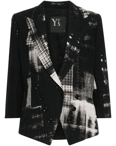 Y's Yohji Yamamoto Karierter Copied Blazer - Schwarz