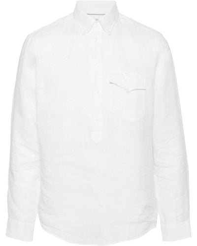 Brunello Cucinelli Langärmeliges Hemd aus Leinen - Weiß