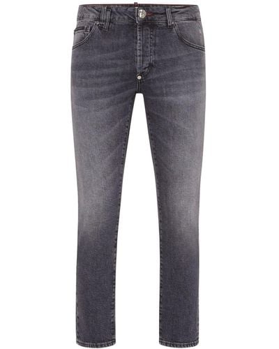 Philipp Plein Appliqué-detail Slim-fit Jeans - Blue