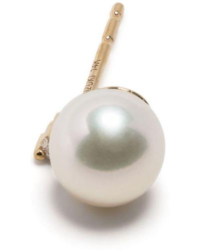 Mizuki 14kt Yellow Gold Medium Sea Of Beauty Pearl And Diamond Earrings - White