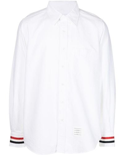 Thom Browne Grosgrain-trim Long-sleeve Shirt - White