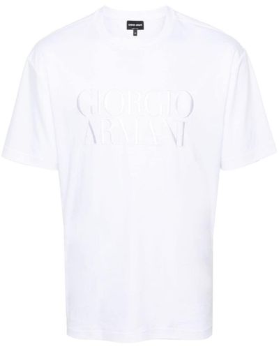 Giorgio Armani T-shirt en coton à logo brodé - Blanc